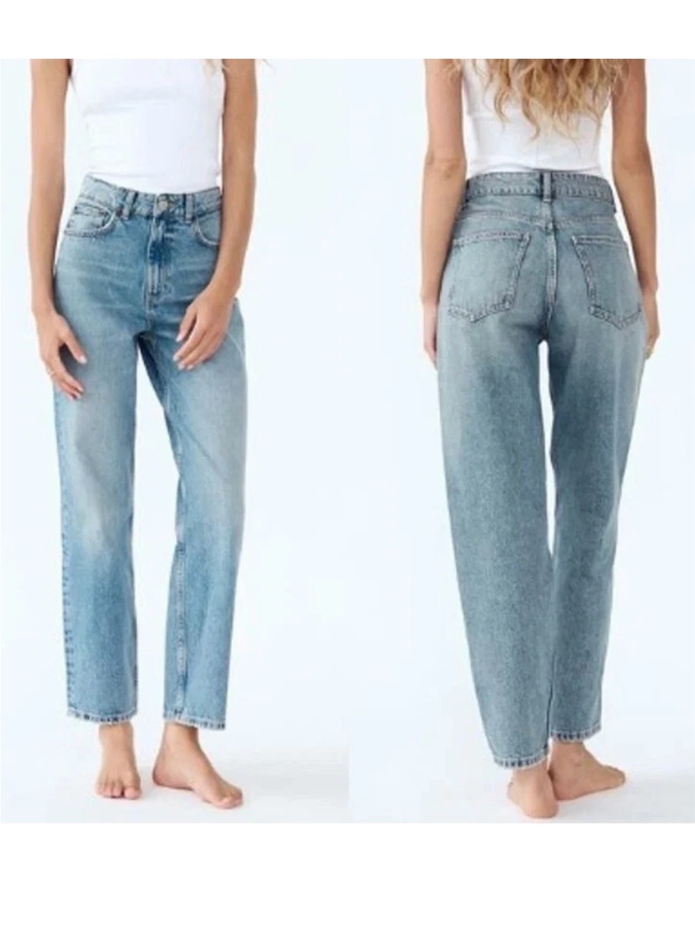 Zara Light Blue Straight-Leg Jeans